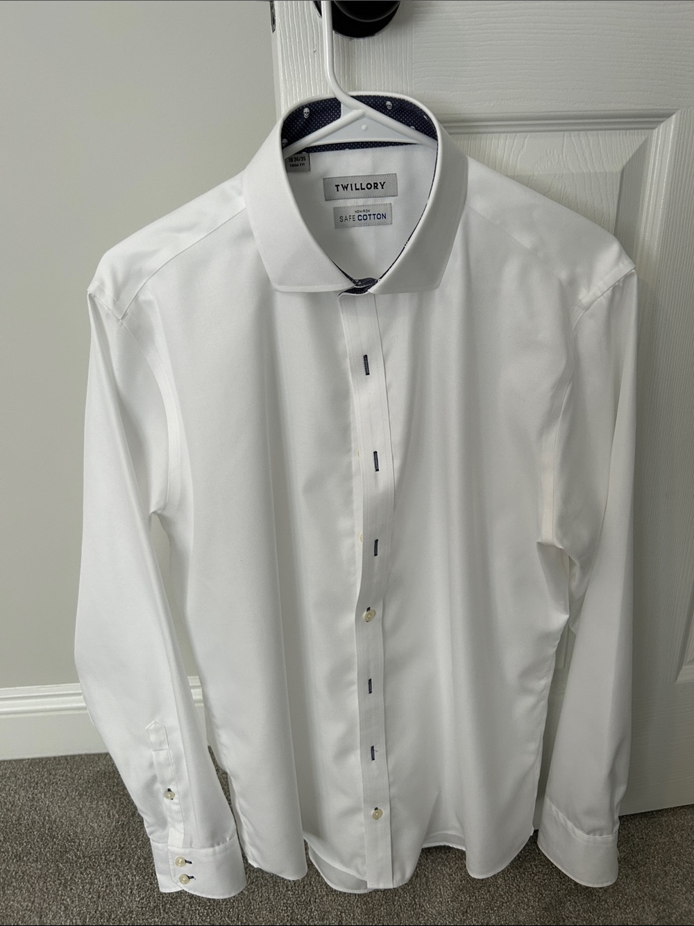 Twillory White Men's Dress Shirt - Tailored Spread Collar